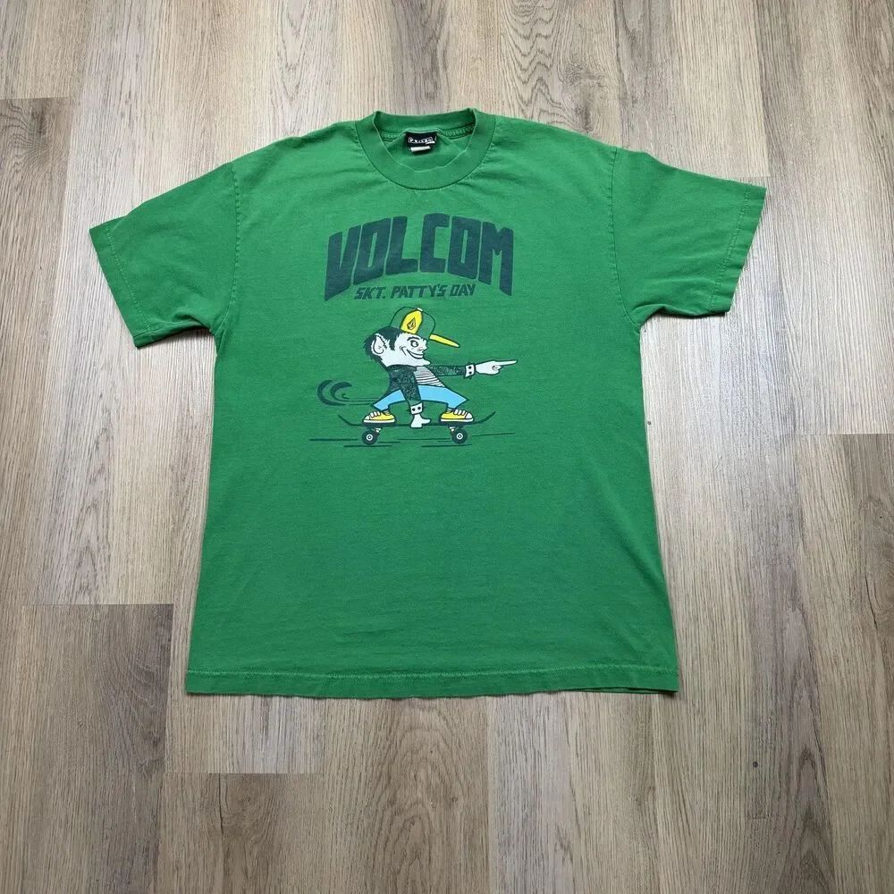 Volcom Shirt Mens Large Green St Patty's Day Leprechaun Skateboard Graphic Tee
